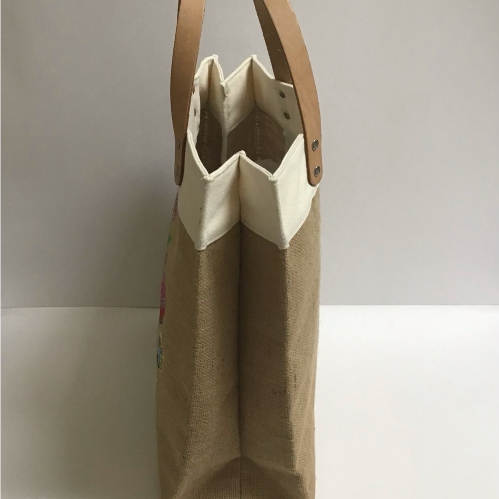 Brighton Lovebirds Floral Jute Canvas w/Leather Handles Tote Bag NEW - Picture 15 of 16